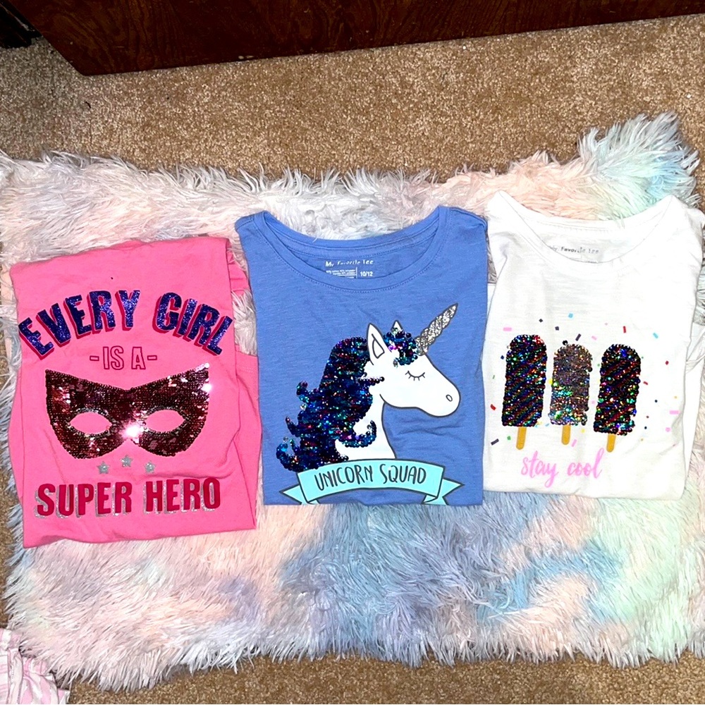 3 Girls Sequin Flip Tees